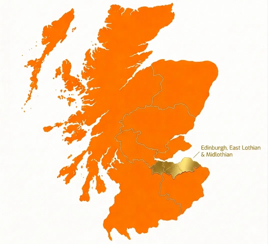 Roof fix services Scotland map Edinburgh East Lothian Midlothian 